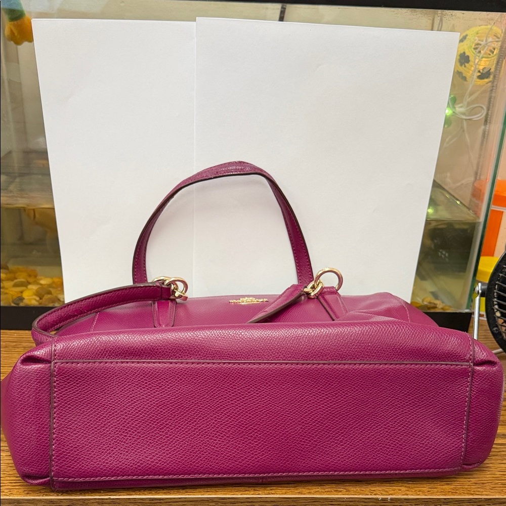 Women's Magenta Satchel with Coach Emblem - Picture 6 of 8